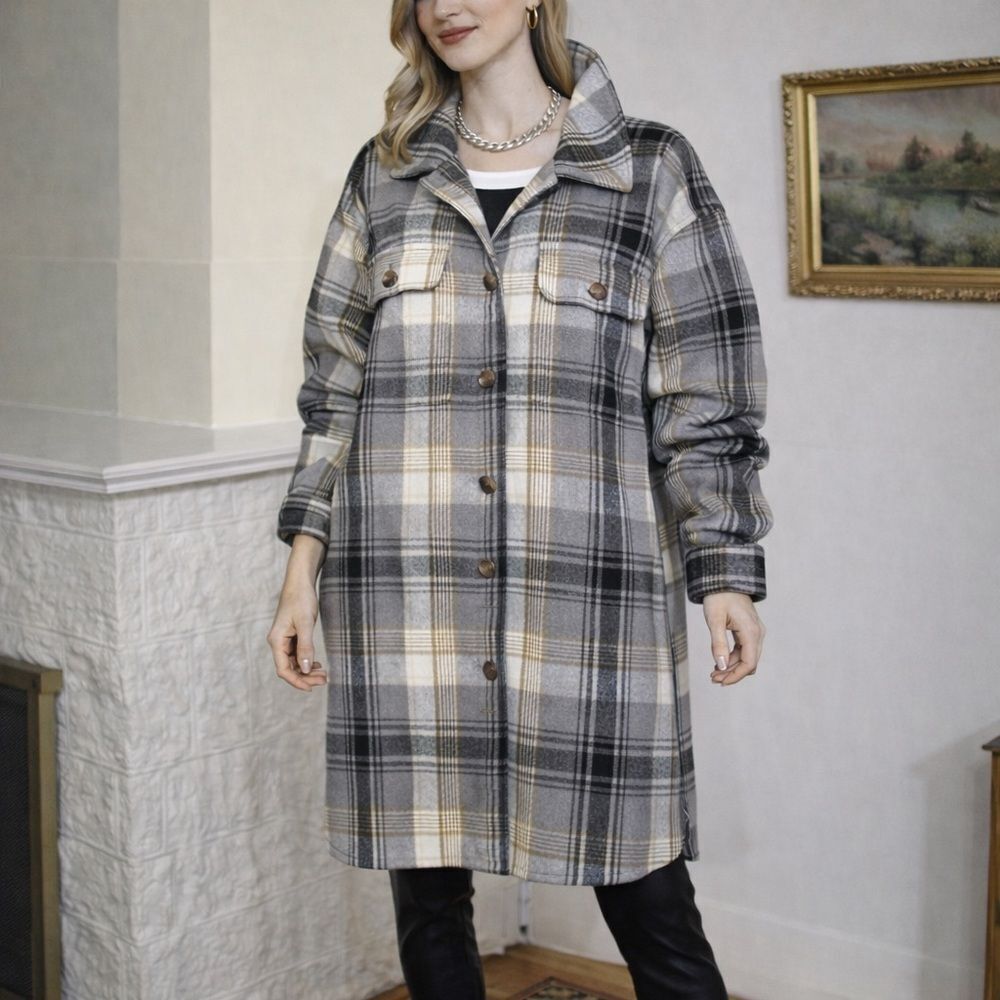 Old Navy Oversized Soft-Brushed Plaid Overcoat Shacket